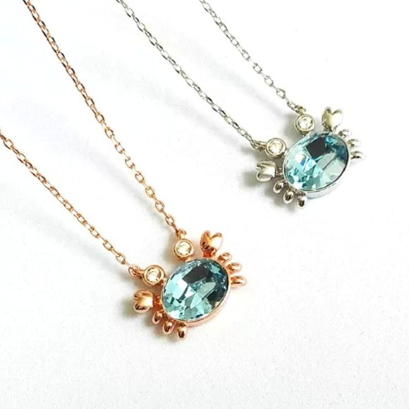 Swarovski Element Crab Pendant Necklace 18KGP NEW - Picture 1 of 8